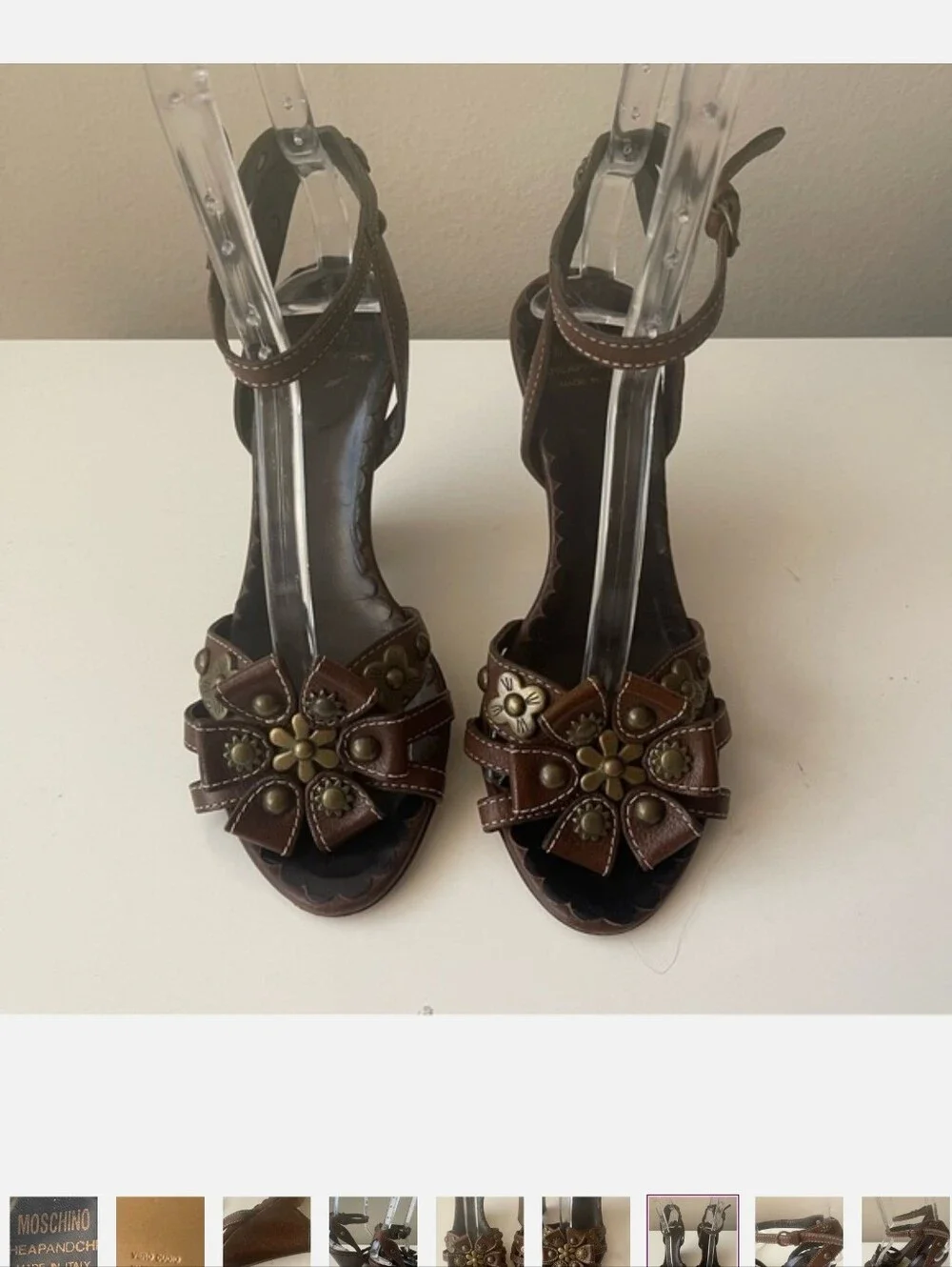 MOSCHINO wedge heel sandals brown